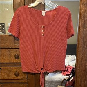 Paper Crane Waffle Knit Tie-Front Top